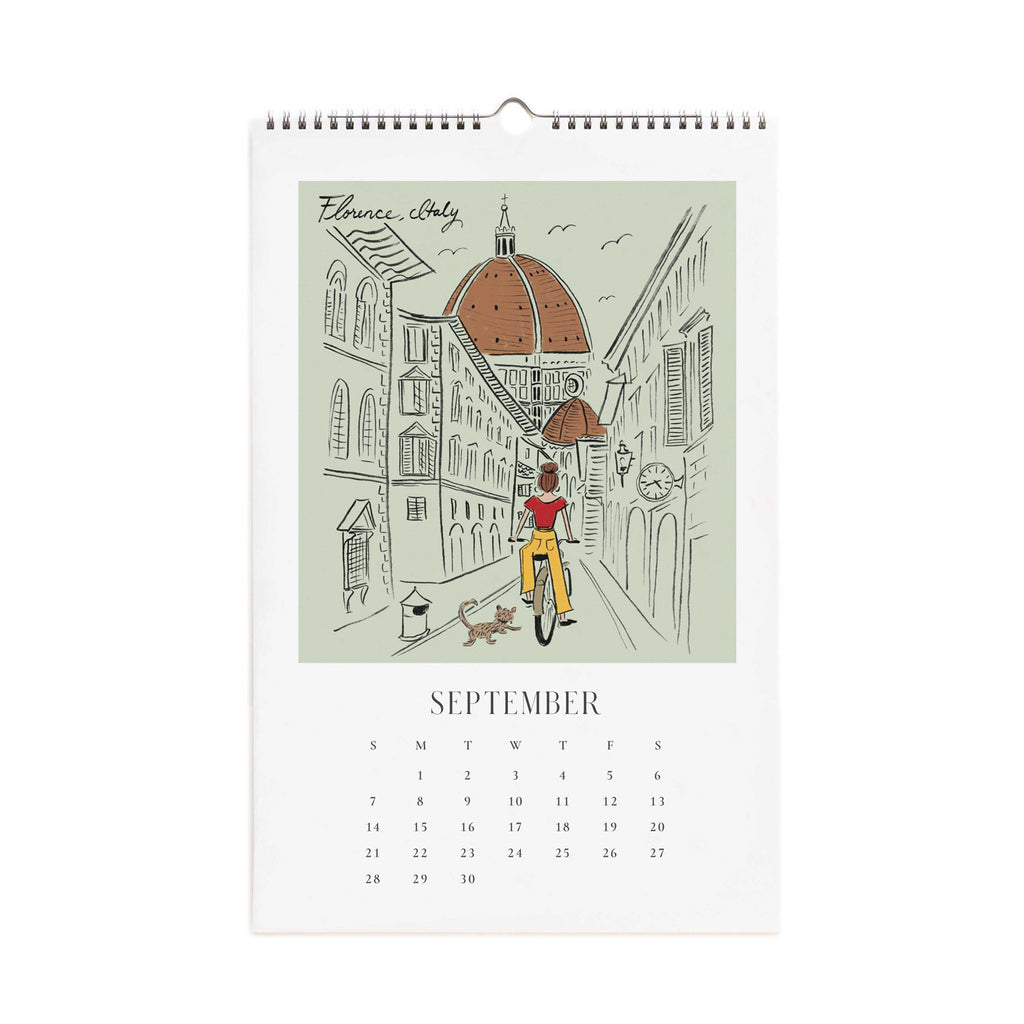 Rifle Paper Co. 2025 Wall Calendar - Travel Sketchbook