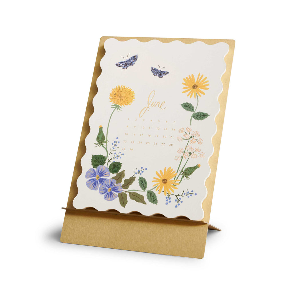 Rifle Paper Co. 2025 Brass Easel Calendar - Strawberry Fields