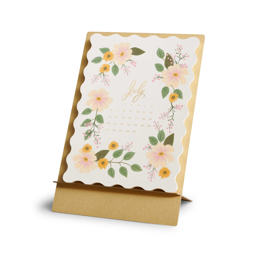 Rifle Paper Co. 2025 Brass Easel Calendar - Strawberry Fields