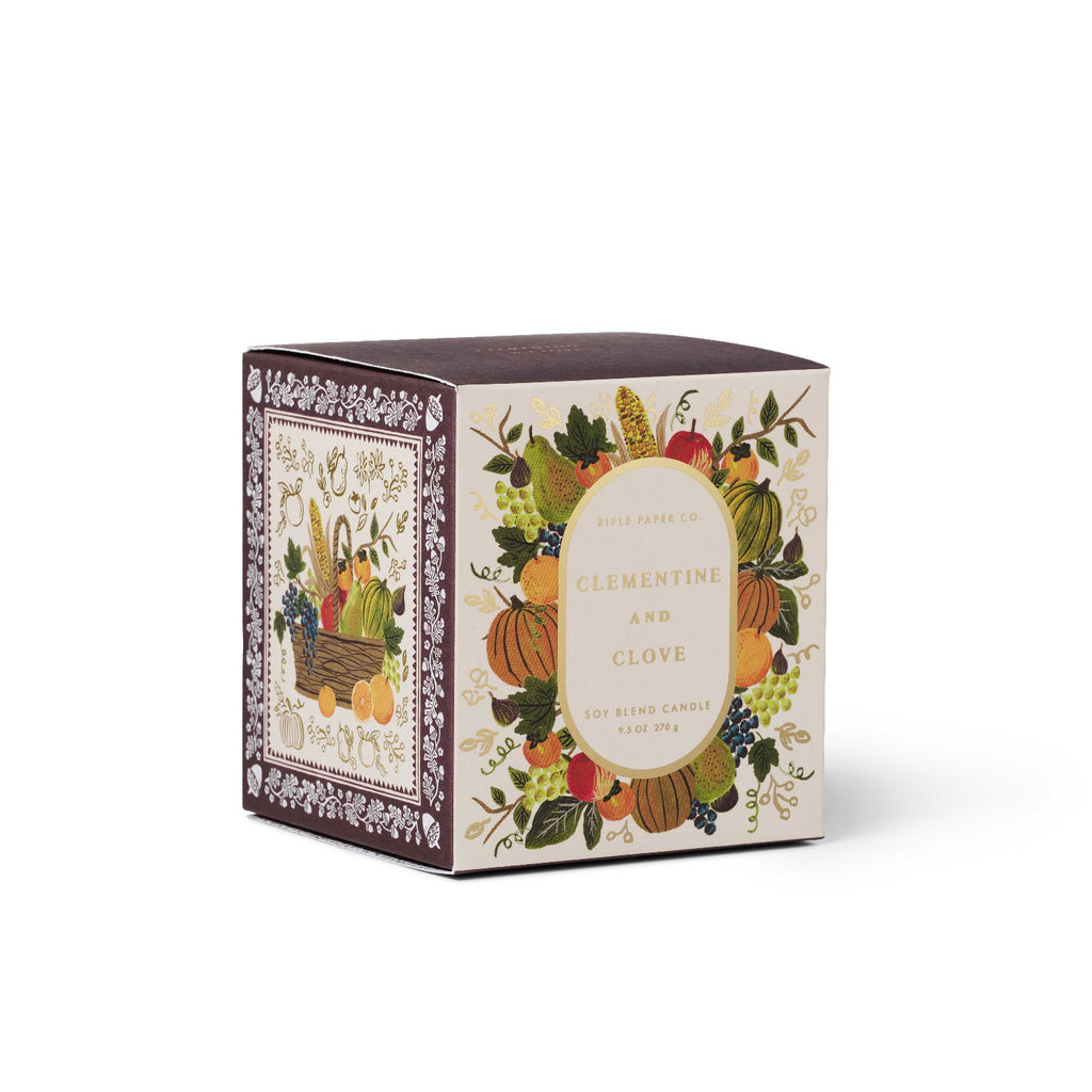 Box with fruit and vegetable design on a white background