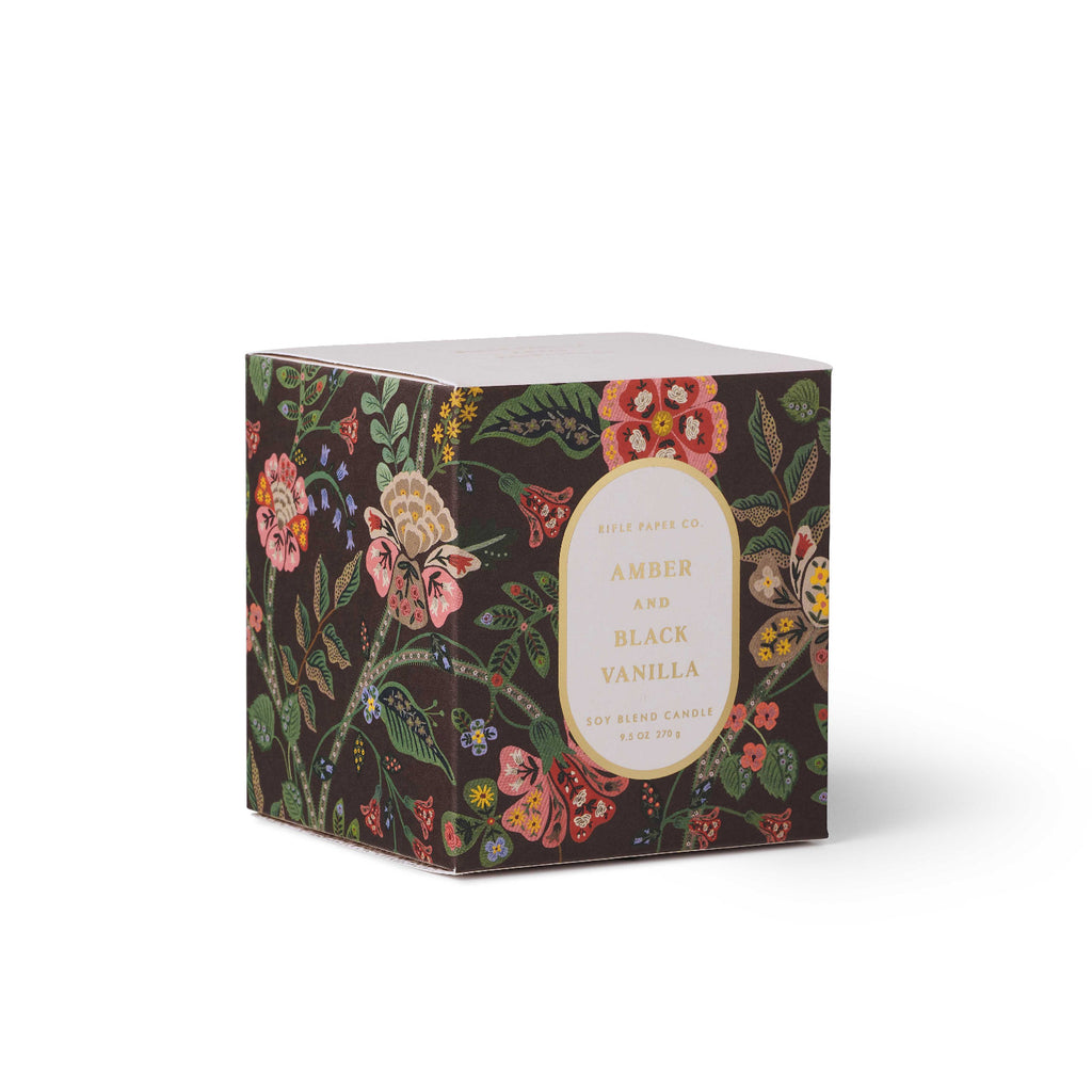 Decorative box with floral design and text on a white background