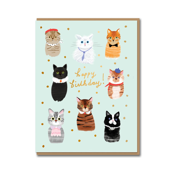 Carolyn Suzuki Party Cats Birthday Card 