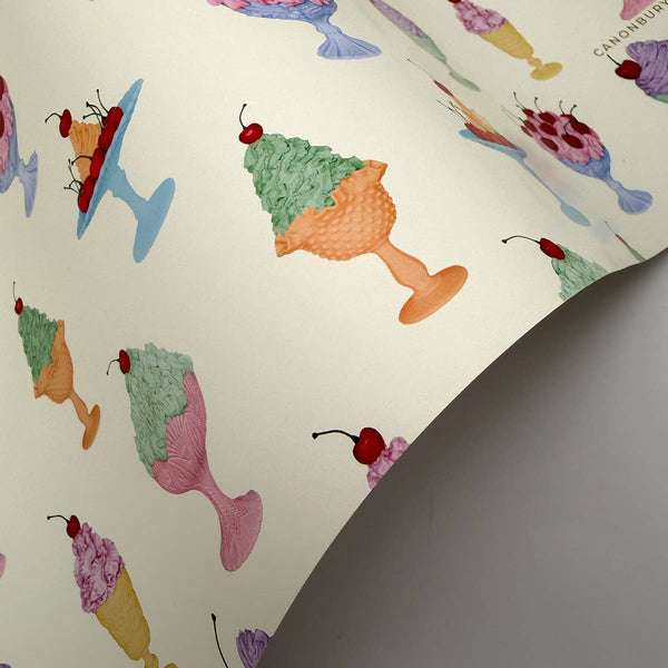 Colorful ice cream cone pattern on a white background