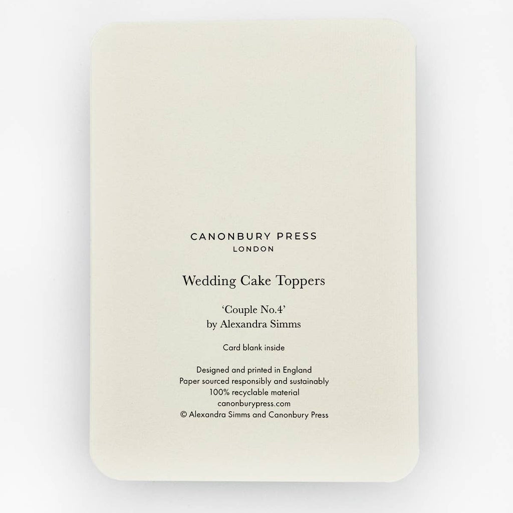 Card with text about wedding cake toppers by Canonbury Press on a white background