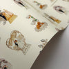 Decorative paper with wedding-themed illustrations on a plain background