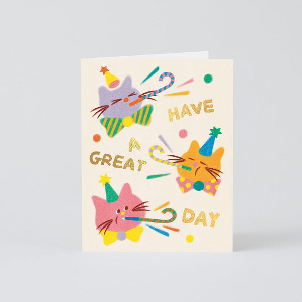 Zoey Kim Cat Celebration Kids Birthday Card