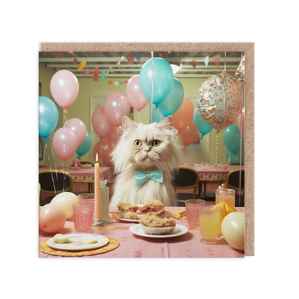 Ohh Deer Cat At Table Birthday Card