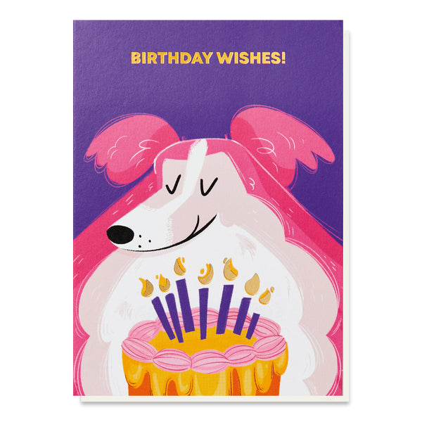 Stormy Knight Collie + Cake Birthday Card