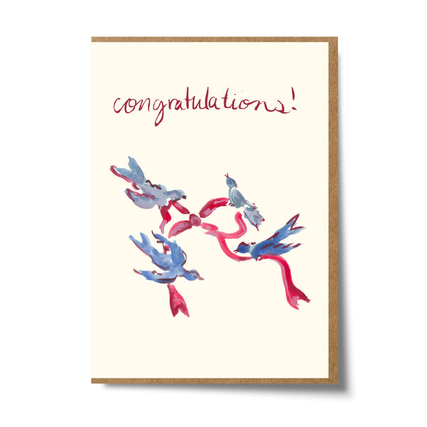 MaryAnna Emerson - Congratulations Birds with Ribbon Card 