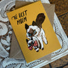 Greeting card with a cat illustration and 'The Best Mum' text on a lace tablecloth.