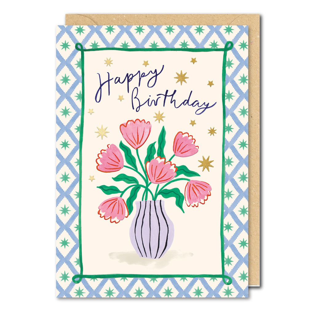 Paperlink Genevieve - Vase of Flowers Birthday Card