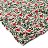 Fabric with red floral pattern on a white background