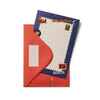 Red envelope with a matching postcard on a white background