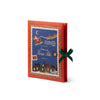 Christmas-themed gift box with Santa Claus illustration on a white background