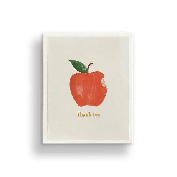 Framed artwork with a red apple and 'Thank You' text on a white background