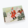 Rifle Paper Co. Skiing Santa Christmas Card SET