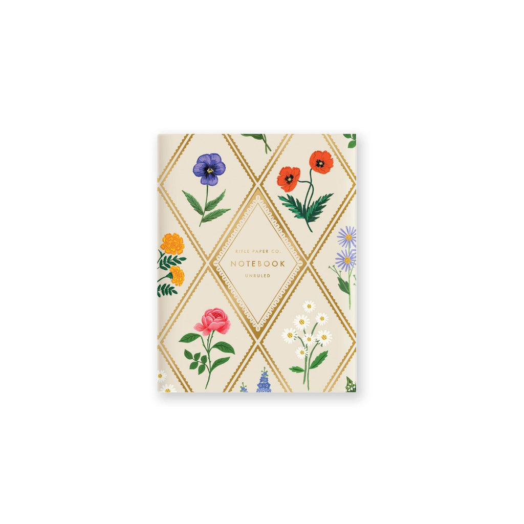 Notebook with floral design on a white background