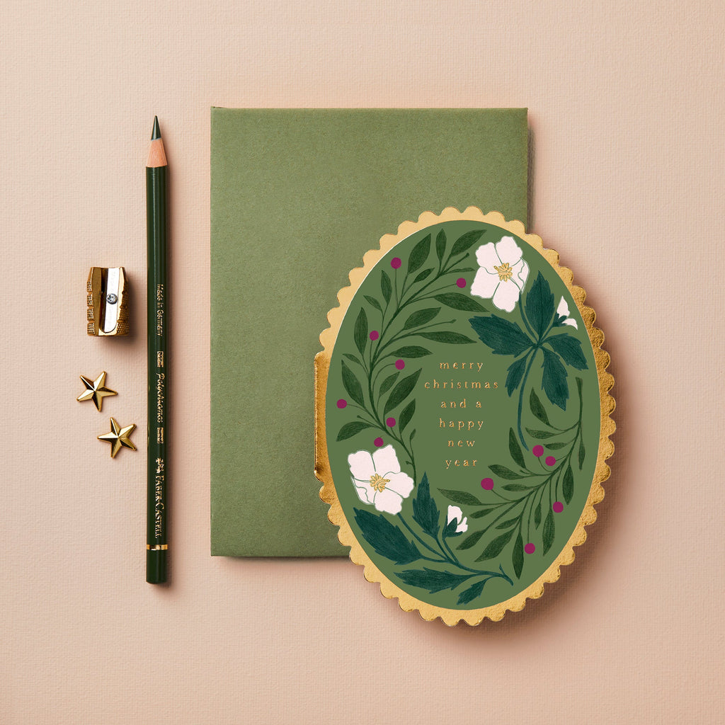 Wanderlust Paper Co. Green Flora 'Merry Christmas' Card