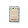 Notepad with a checkered border and decorative elements on a white background