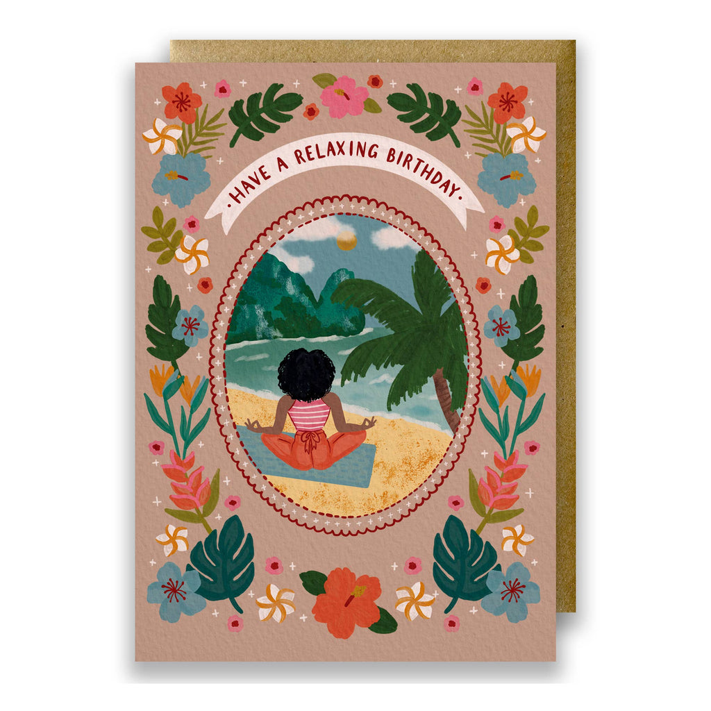 Jessie Maeve Studio - Tropical Beach Yoga Birthday Card