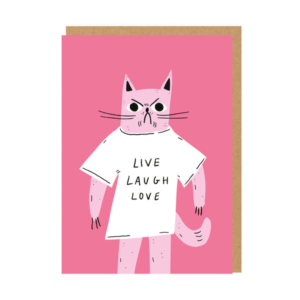 Ohh Deer Live Laugh Love Cat Greeting Card