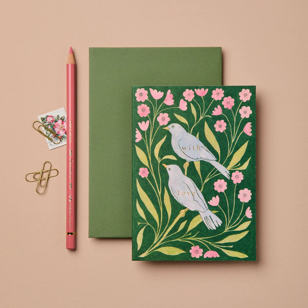 Wanderlust Paper Co. Lovebirds 'With Love' Card