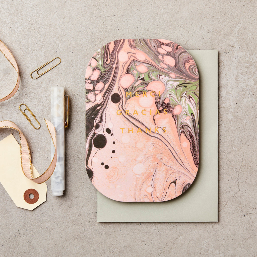 Katie Leamon Marbled 3 - Merci Gracias Thanks Card