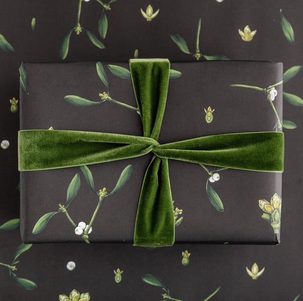 Catherine Lewis Design Mistletoe - Black Christmas Gift Wrap