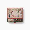 Set of Christmas cards with decorative box on a white background