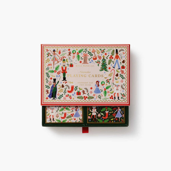Set of Christmas cards with decorative box on a white background
