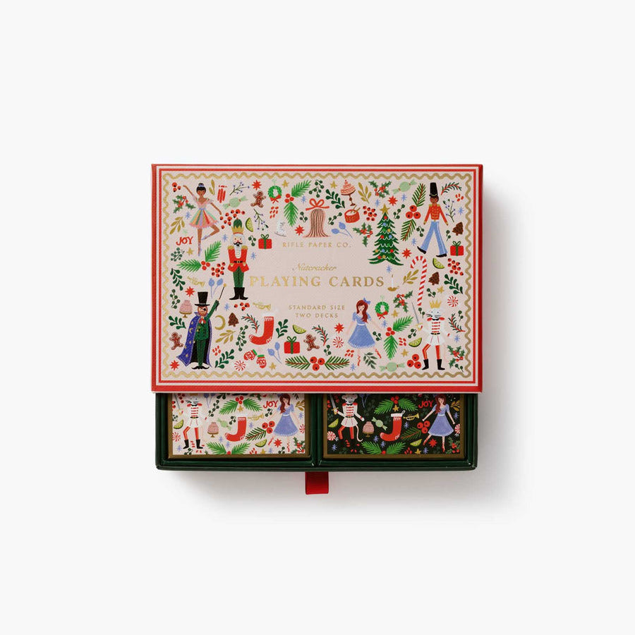 Set of Christmas cards with decorative box on a white background