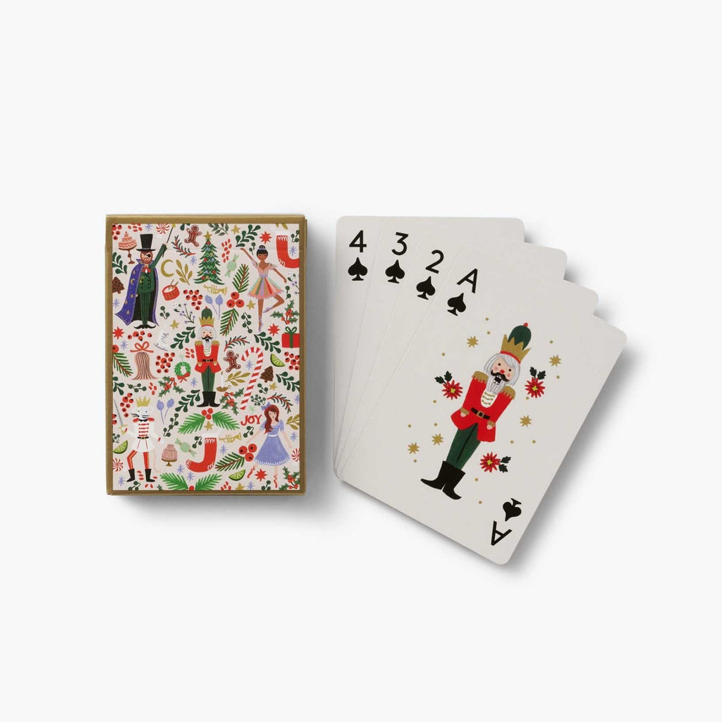 Playing cards with Nutcracker design on a white background