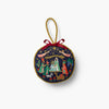 Decorative Christmas ornament with nativity scene design on a white background