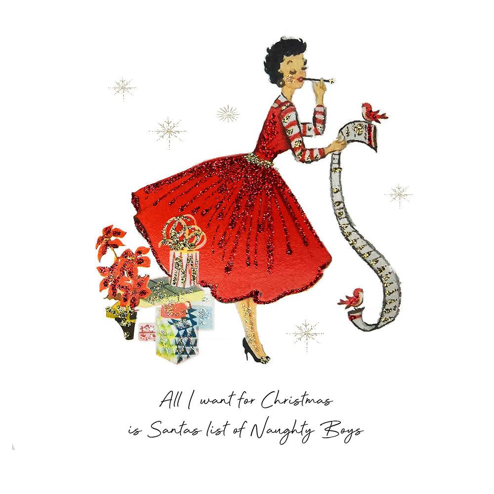 Five Dollar Shake ...Santa's List Of Naughty Boys Christmas Card