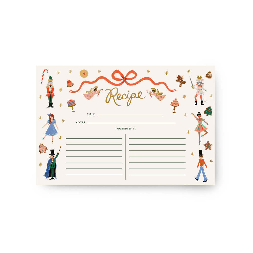 Rifle Paper Co. - Pack of 12 Nutcracker Recipe Cards