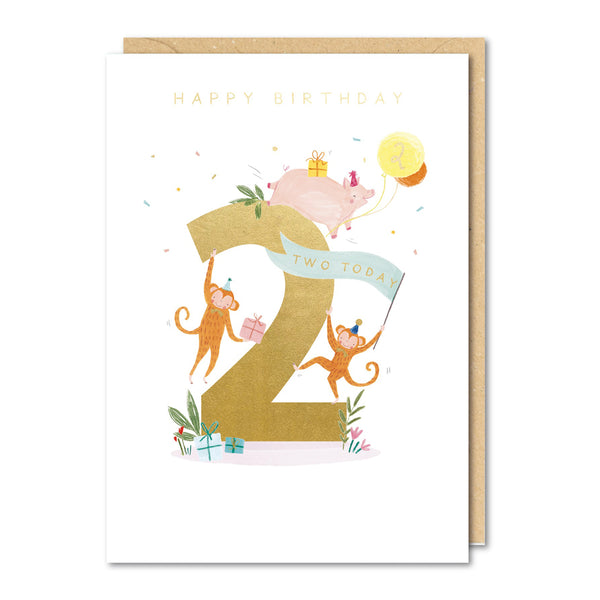 Paperlink Animals 2nd Birthday Card