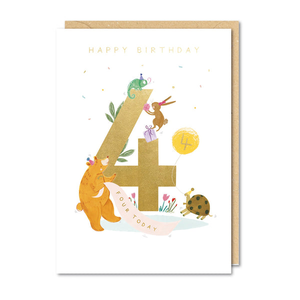 Paperlink Animals 4th Birthday Card