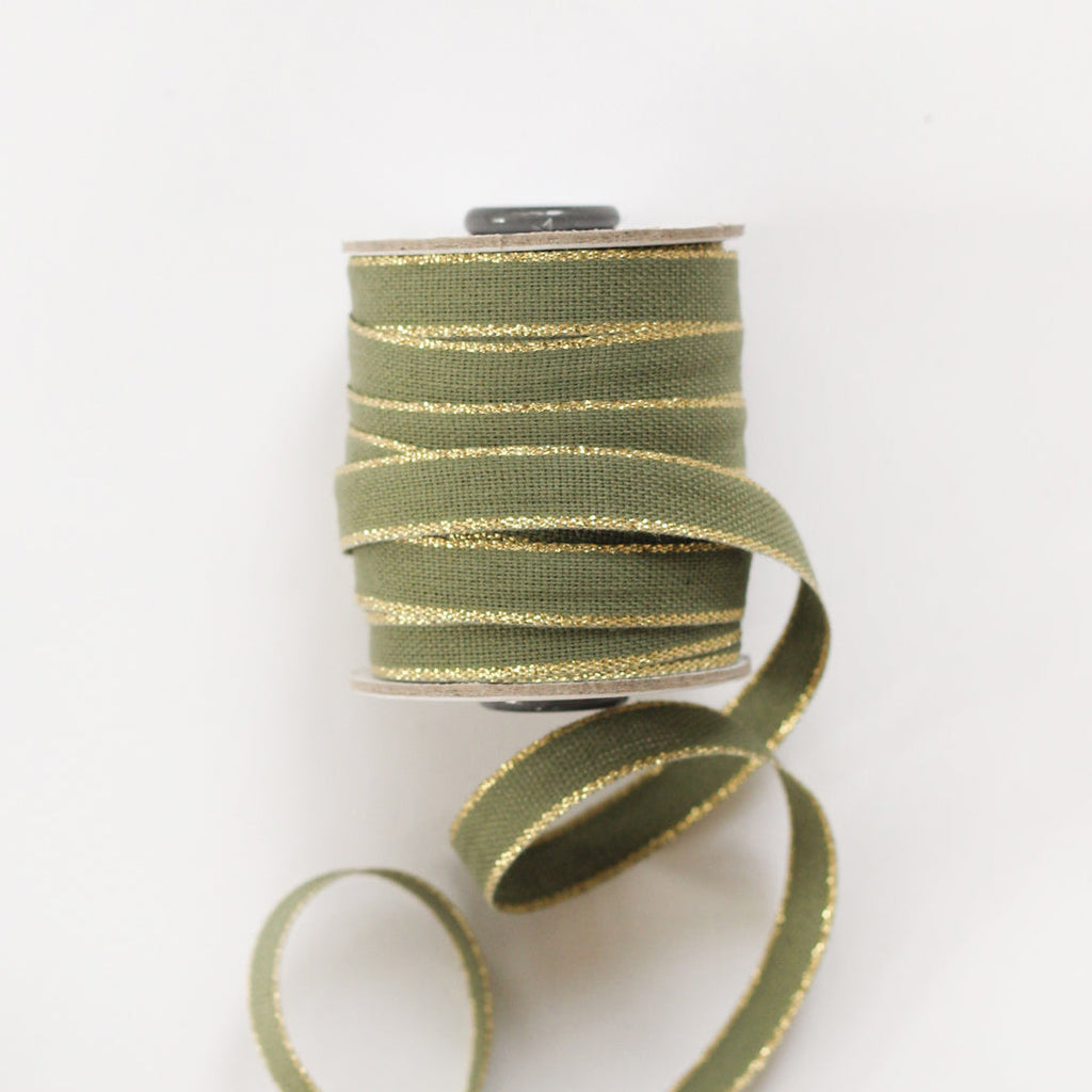 Studio Carta Drittofilo Cotton Ribbon - Olive & Gold