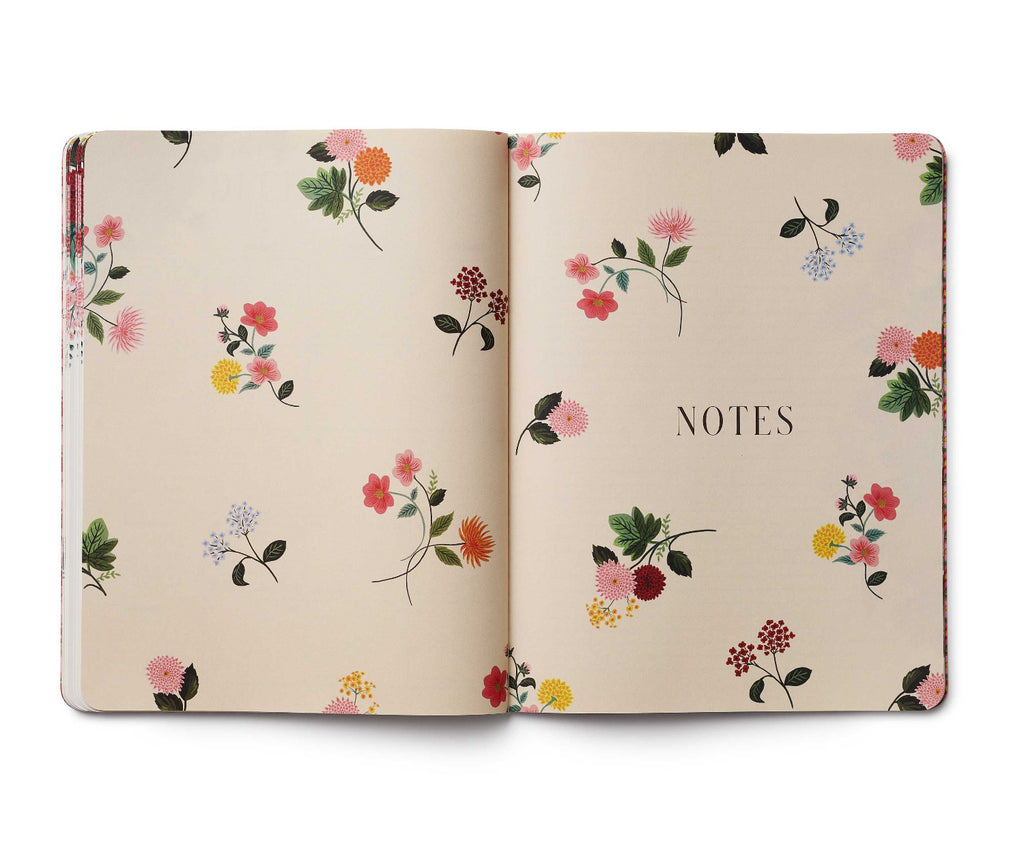 Floral notebook with 'NOTES' text on a beige background