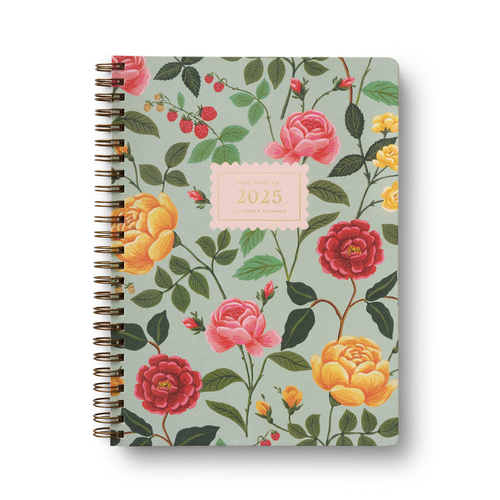 Rifle Paper Co. 2025 12-Month Softcover Spiral Planner - Roses