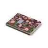 Floral notebook with a purple label on a white background