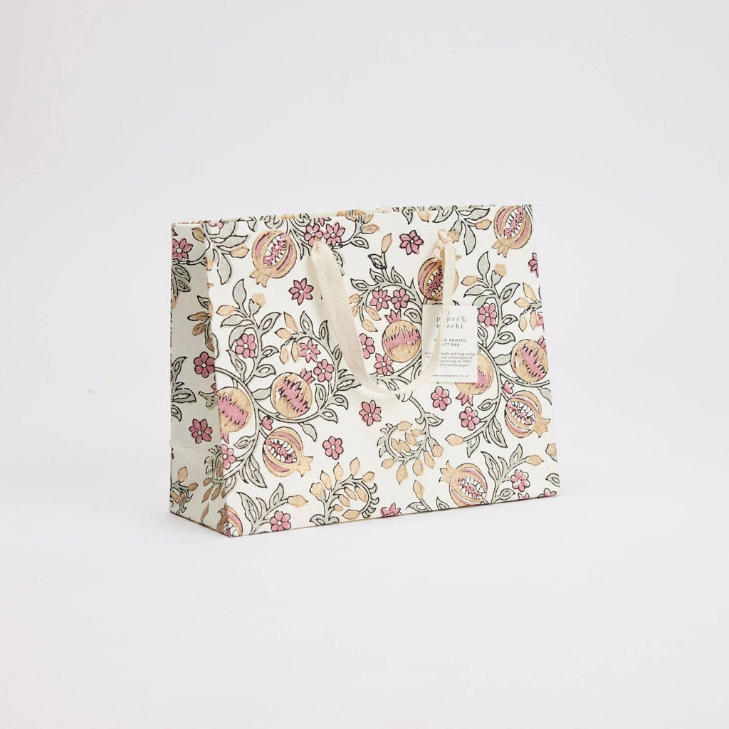 Floral-patterned bag on a white background