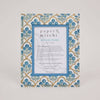 Product packaging for 'paper mirchi' picture frame with decorative floral pattern
