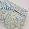 Rectangular pouch with blue floral pattern on a light background