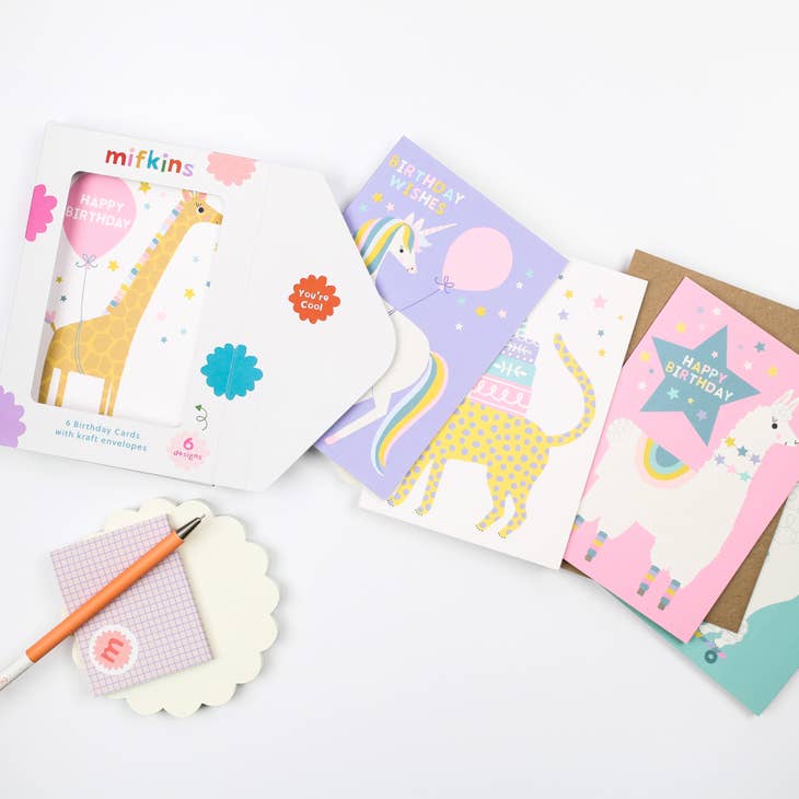 Mifkins - Birthday Card Multipack - PASTELS