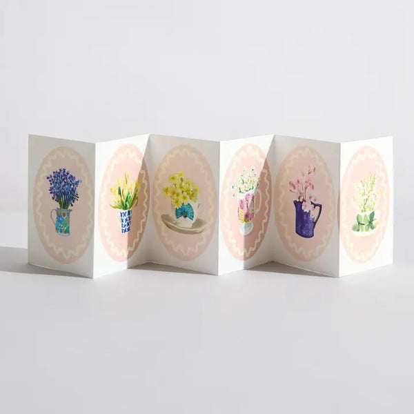 Shades of Pink Botanical Flower Concertina MINI Card