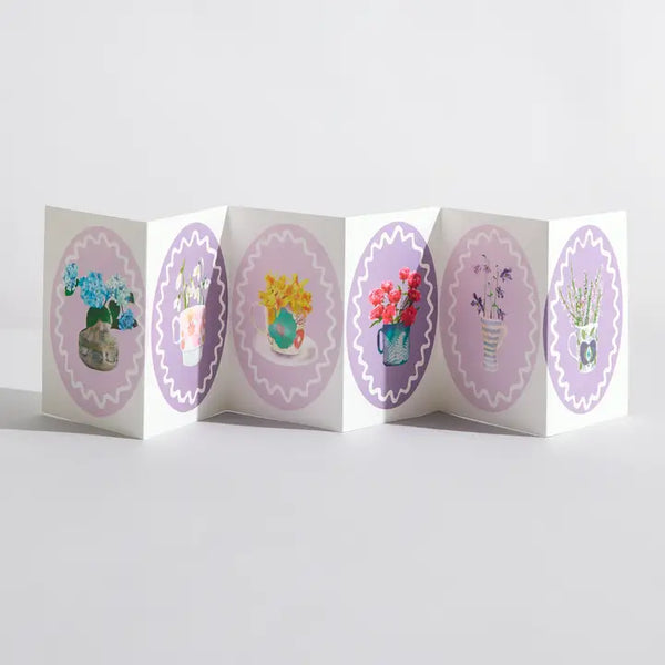 Shades of Plum Botanical Flower Concertina Card