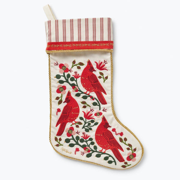 Rifle Paper Co - Cardinals Embroidered Stocking