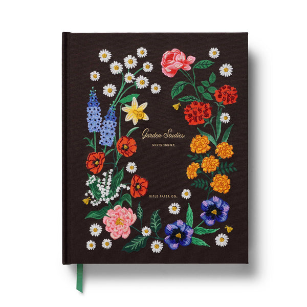 Floral notebook with colorful flowers on a black background
