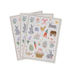 Three decorative paper sheets with Easter-themed illustrations on a white background